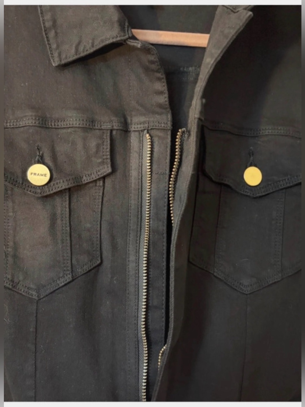 Frame Premium Black Denim Short-Sleeve Utility Jumpsuit Sz S Edgy Chic Minimal - Picture 6 of 8